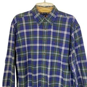 Tommy Hilfiger Size Large men's Long sleeve blue green plaid